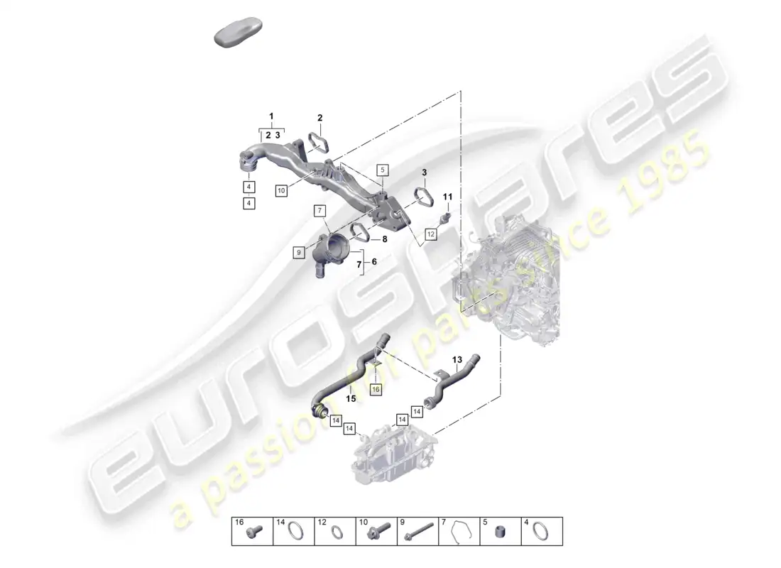 porsche 2024 (992-2 gt3/rs/st) assembly carrier coolant pipe part diagram