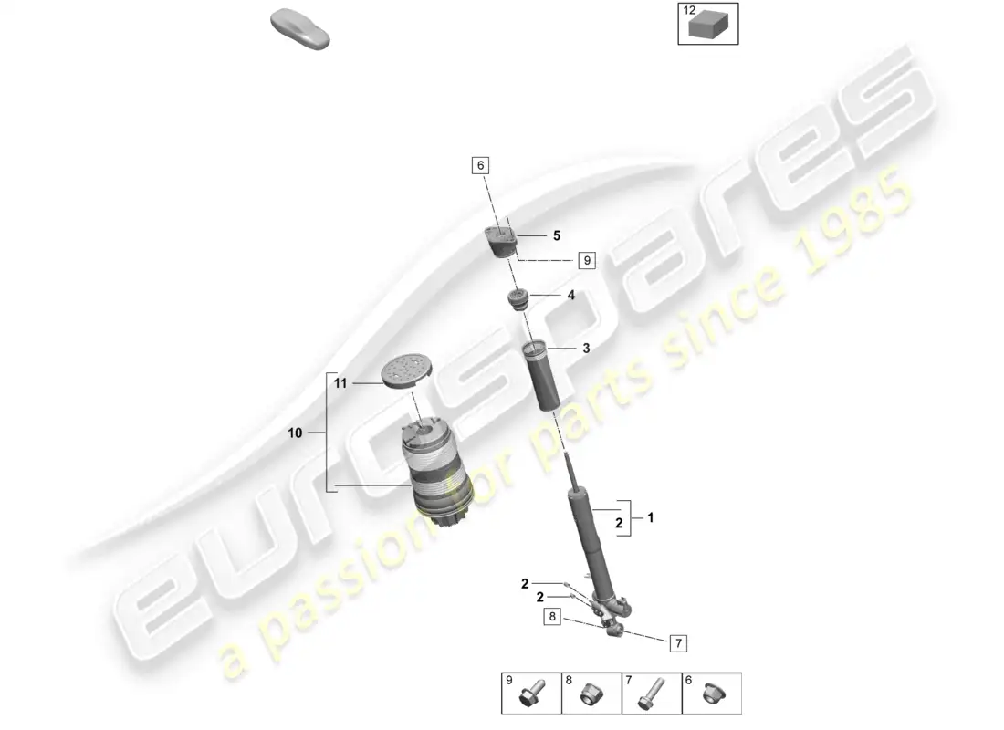 porsche 2026 (taycan 9j1-2) air suspension shock absorbers parts diagram