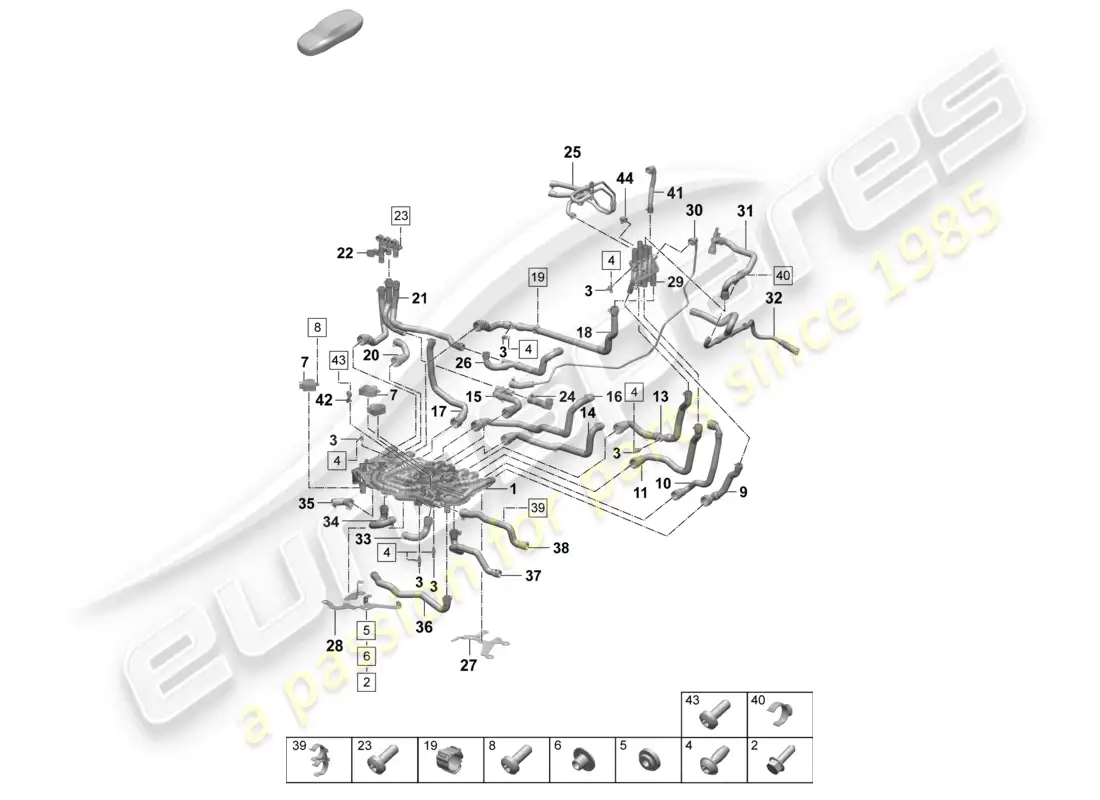 porsche 2025 (taycan 9j1-2) coolant pipe front distributor for coolant part diagram