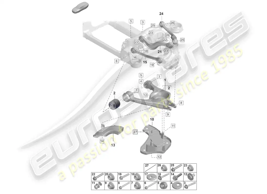 porsche 2025 (taycan 9j1-2) wishbone part diagram