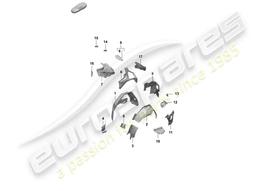 porsche 2025 (taycan 9j1-2) side panel, inner rear wheel housing part diagram