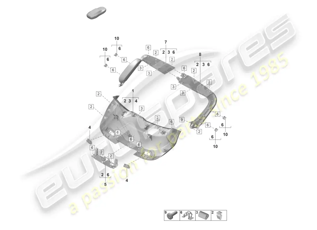 porsche 2025 (taycan 9j1-2) rear lid trim panel part diagram