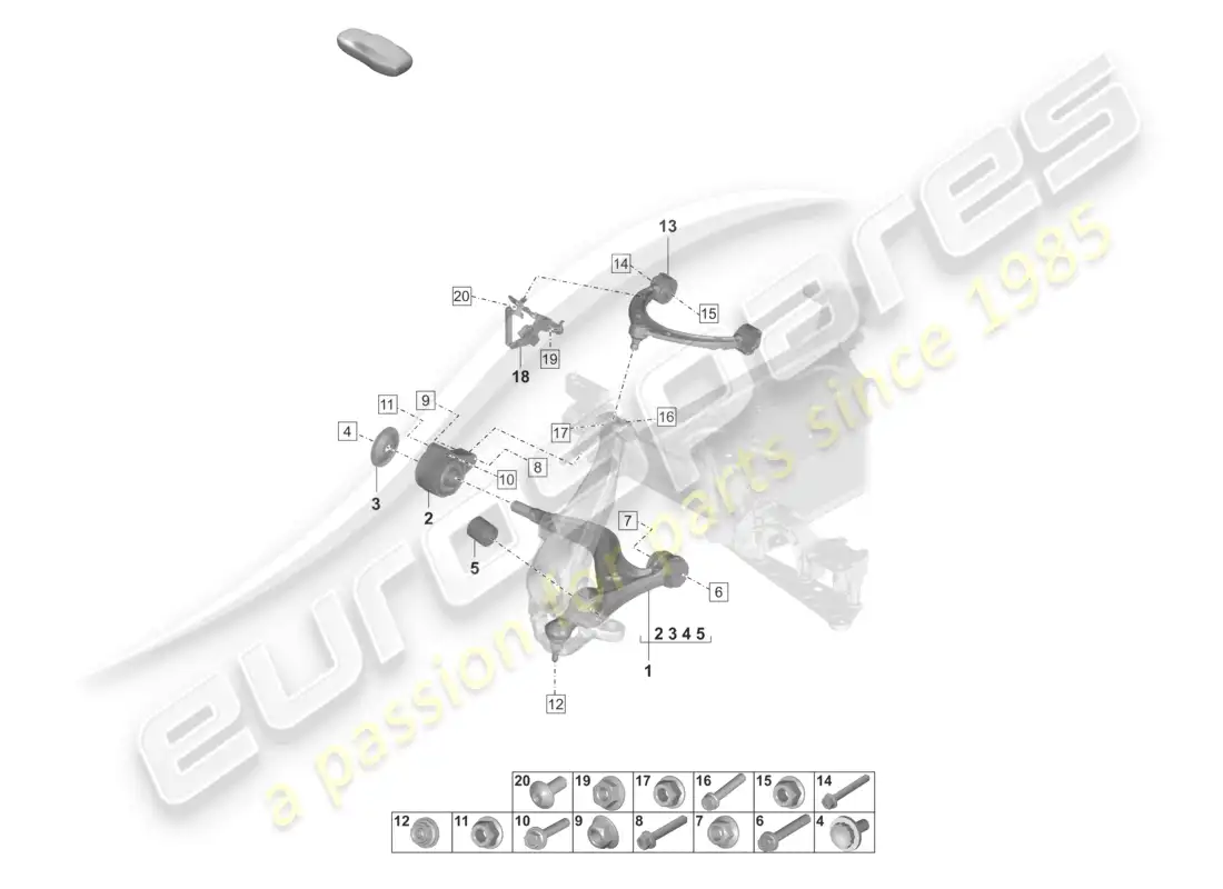 porsche 2023 (taycan 9j1-1) wishbone parts diagram