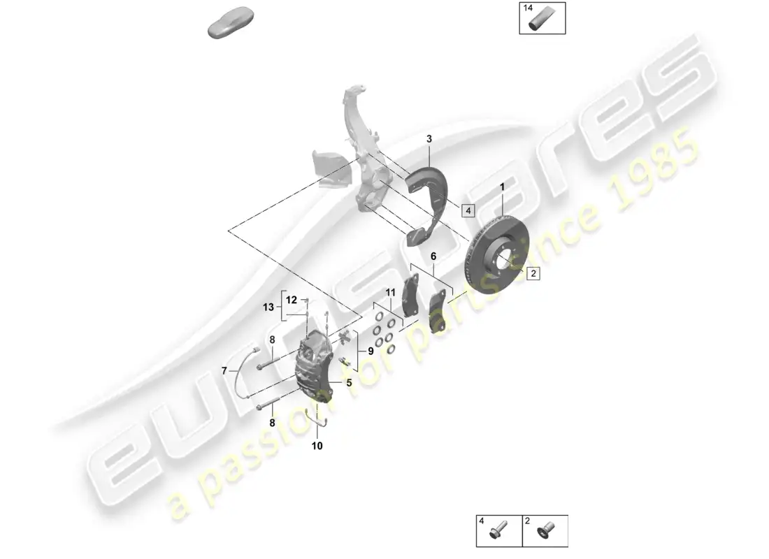 porsche 2025 (taycan 9j1-2) disc brake 18 front axle red part diagram