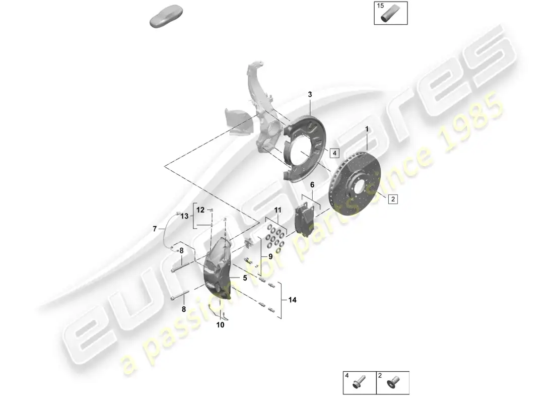 porsche 2025 (taycan 9j1-2) disc brake 19 front axle neodyme part diagram