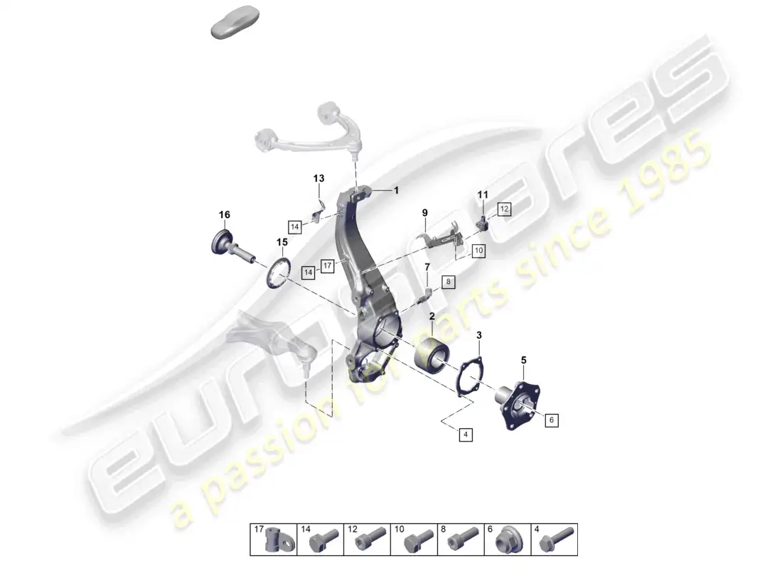 porsche 2023 (taycan 9j1-1) wheel carrier parts diagram