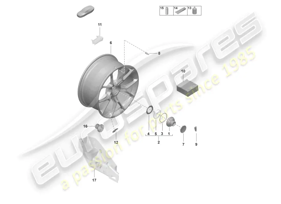 porsche 2024 (992-2 gt3/rs/st) individual parts alloy wheel with central locking part diagram