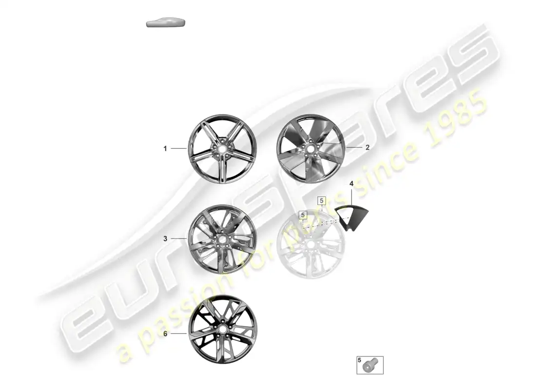 porsche 2023 (taycan 9j1-1) alloy wheel 21 parts diagram