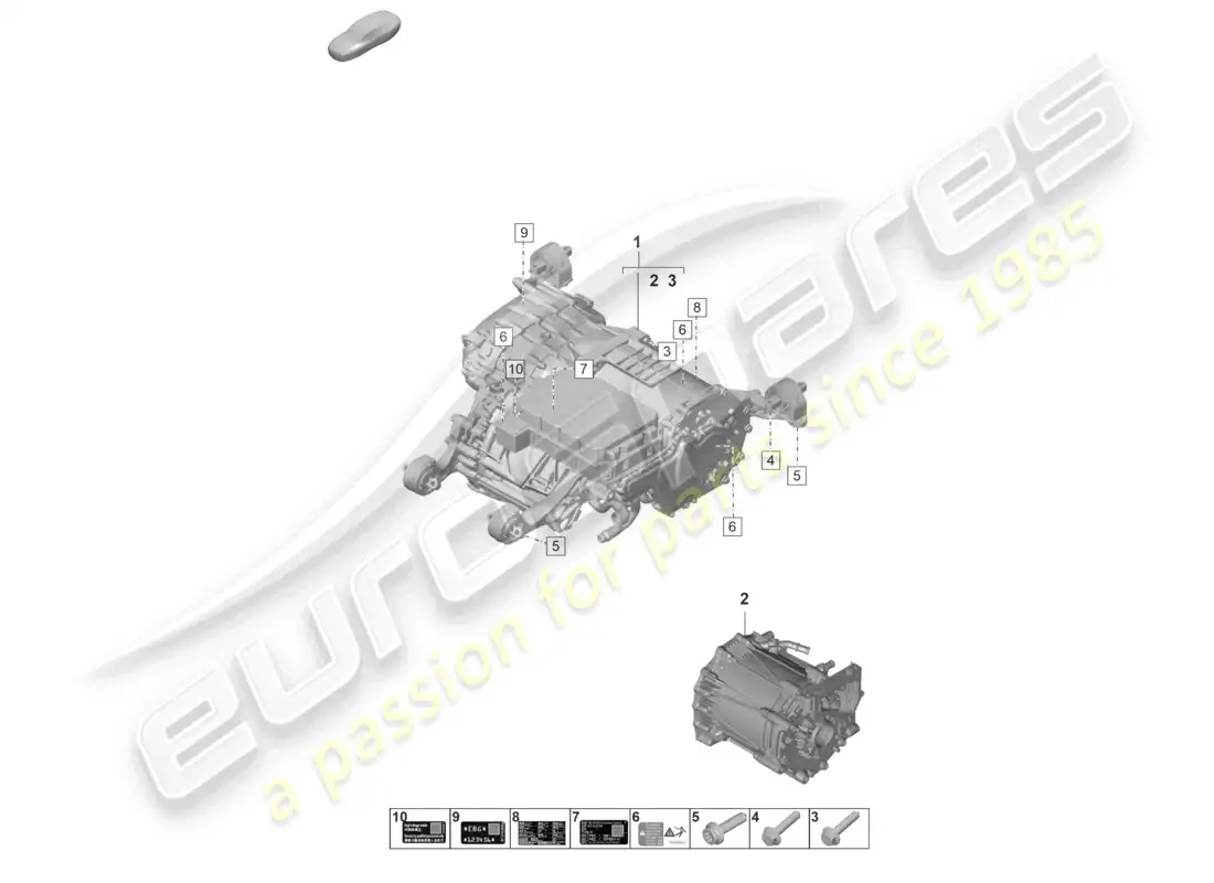 porsche 2025 (taycan 9j1-2) replacement engine traction motor for elec. drive rear axle part diagram