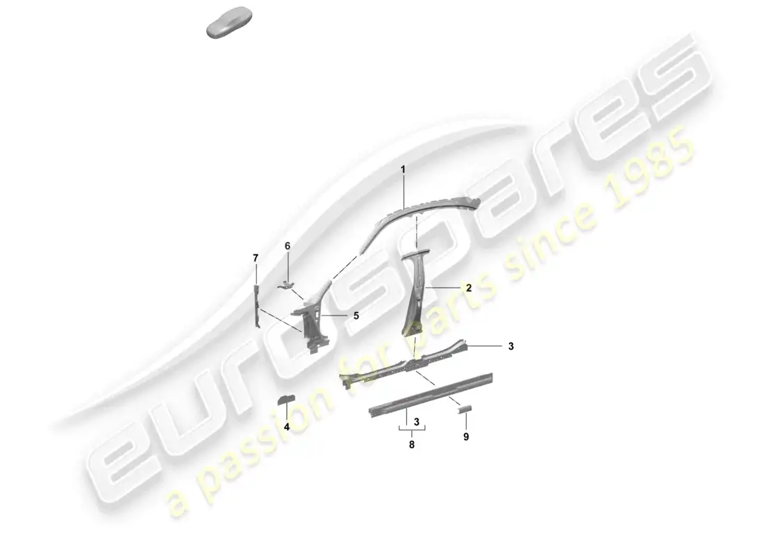 porsche 2025 (taycan 9j1-2) side panel, inner front, outer part diagram