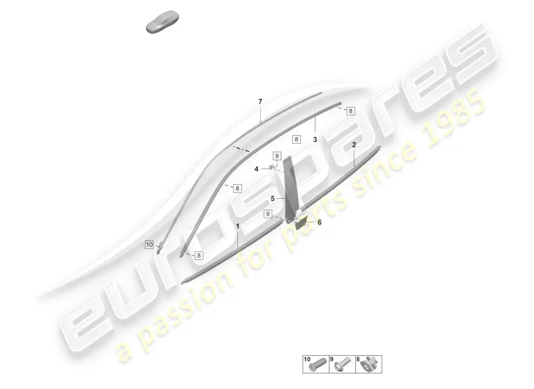 porsche 2025 (taycan 9j1-2) molding for door front and rear accessories part diagram