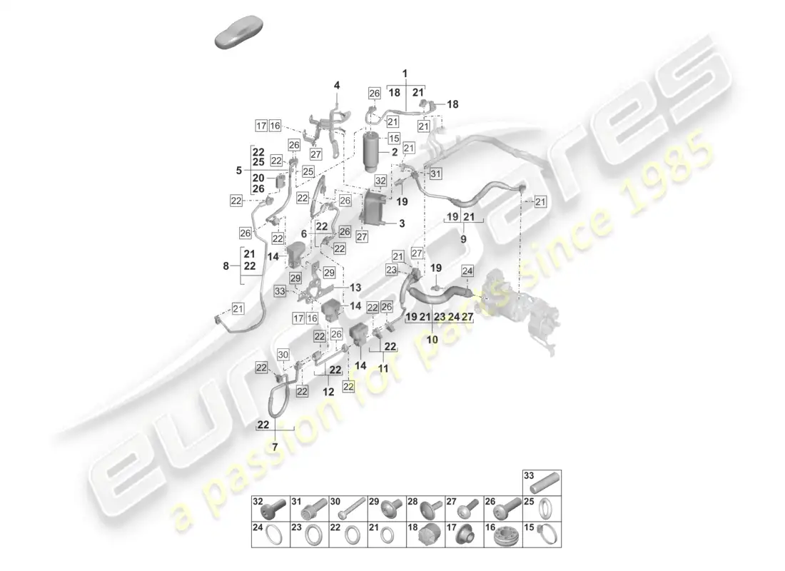 porsche 2021 (taycan 9j1-1) air conditioning refrigerant line dryer insert with attachment parts with: heat pump r134a coolant parts diagram