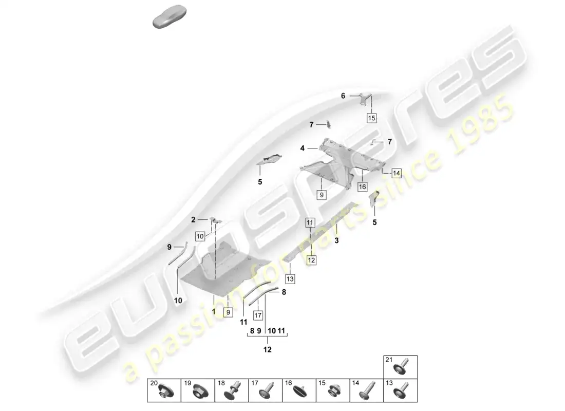 porsche 2025 (taycan 9j1-2) underbody trim air guide accessories part diagram