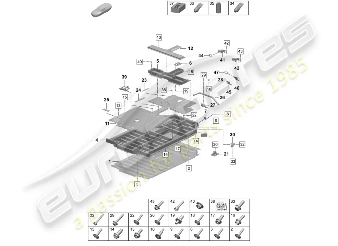 porsche 2025 (taycan 9j1-2) spare battery electric drive housing part diagram