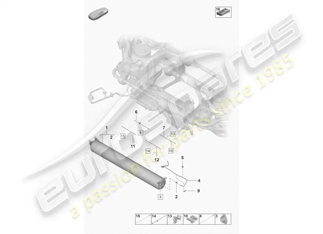 porsche 2021 (taycan 9j1-1) pressure accumulator air line parts diagram