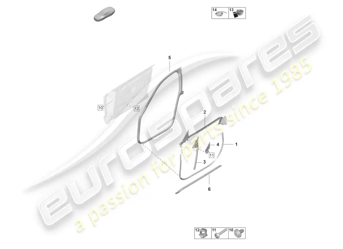 porsche 2021 (taycan 9j1-1) doors front accessories gaskets parts diagram