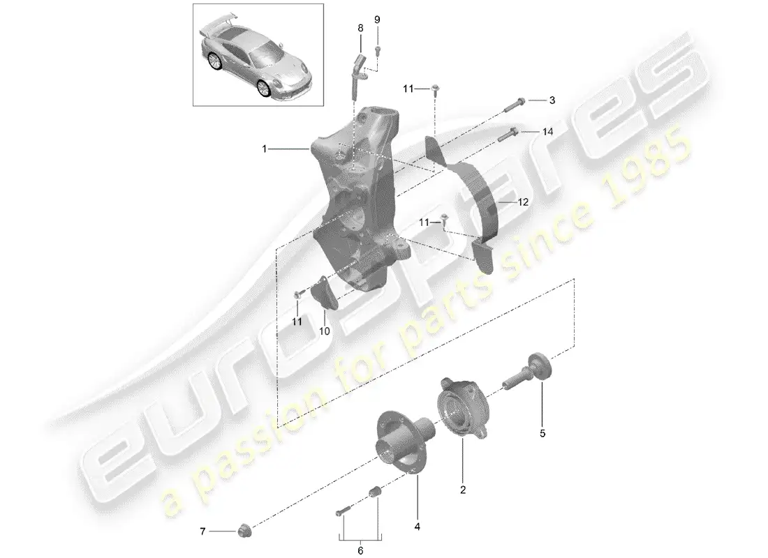 porsche 2018 (991-2 turbo) wheel carrier parts diagram
