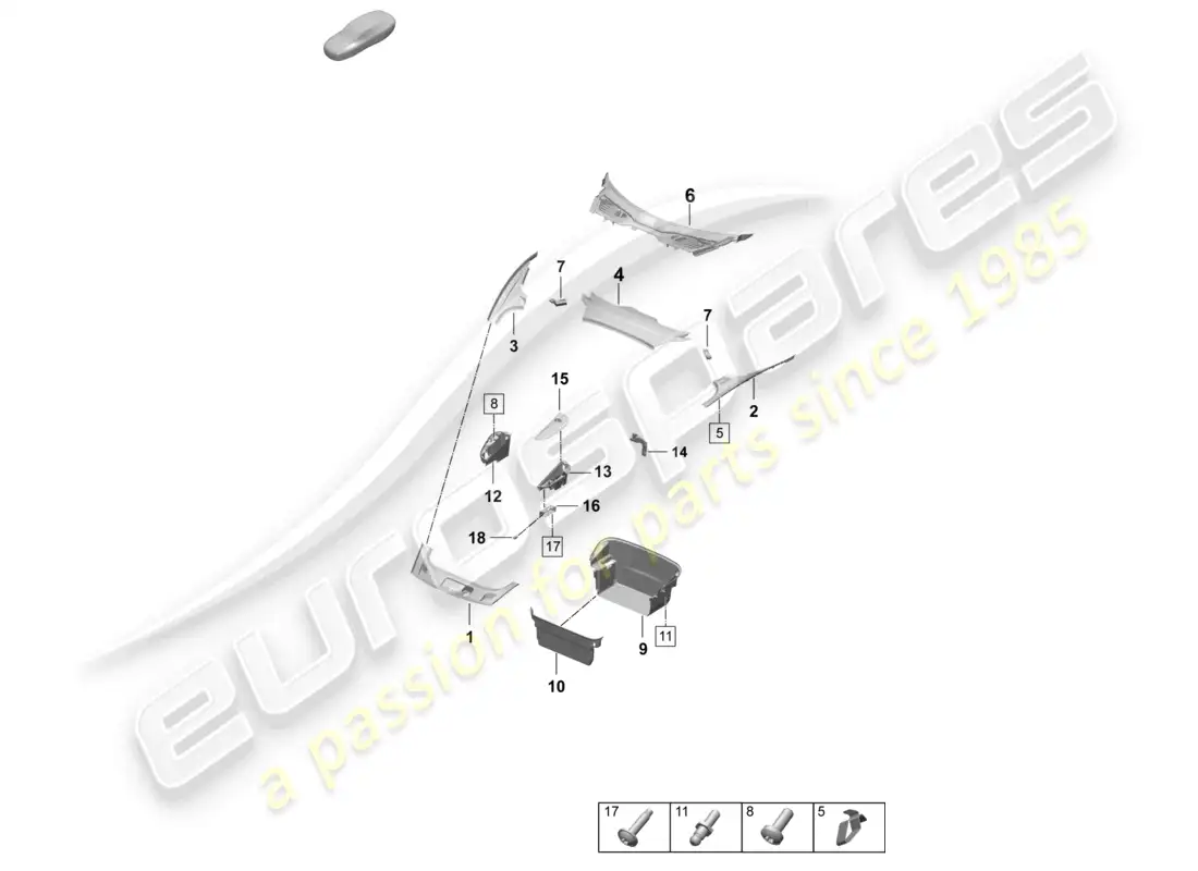 porsche 2025 (taycan 9j1-2) luggage compartment trim parts diagram