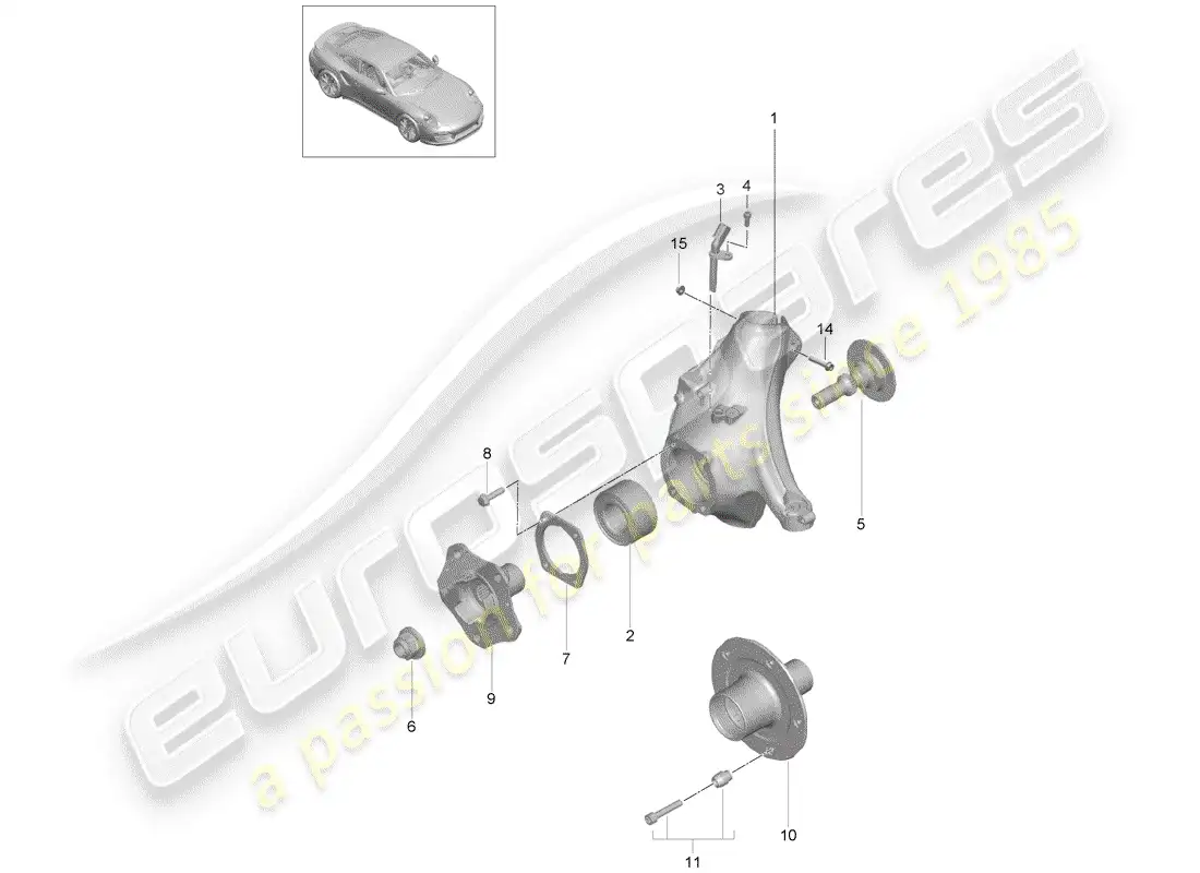 porsche 2018 (991-2 turbo) wheel carrier parts diagram