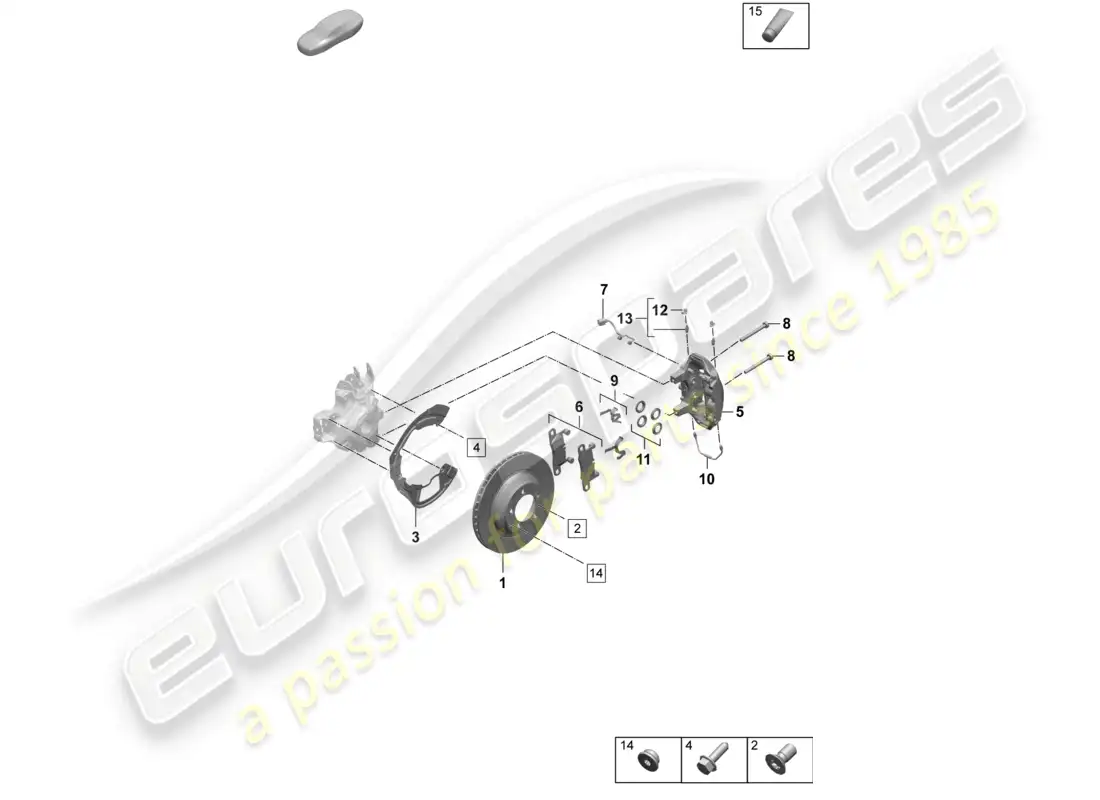 porsche 2025 (taycan 9j1-2) disc brake 17 rear axle black part diagram