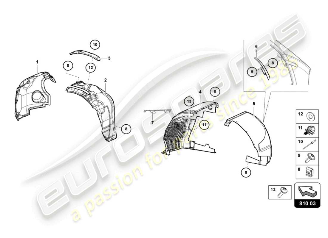 lamborghini sian (2020) wheel housing trim part diagram