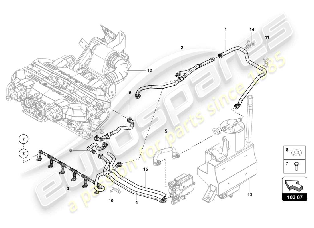 lamborghini lp740-4 s roadster (2018) ventilation for cylinder head cover from vin cla00325 parts diagram