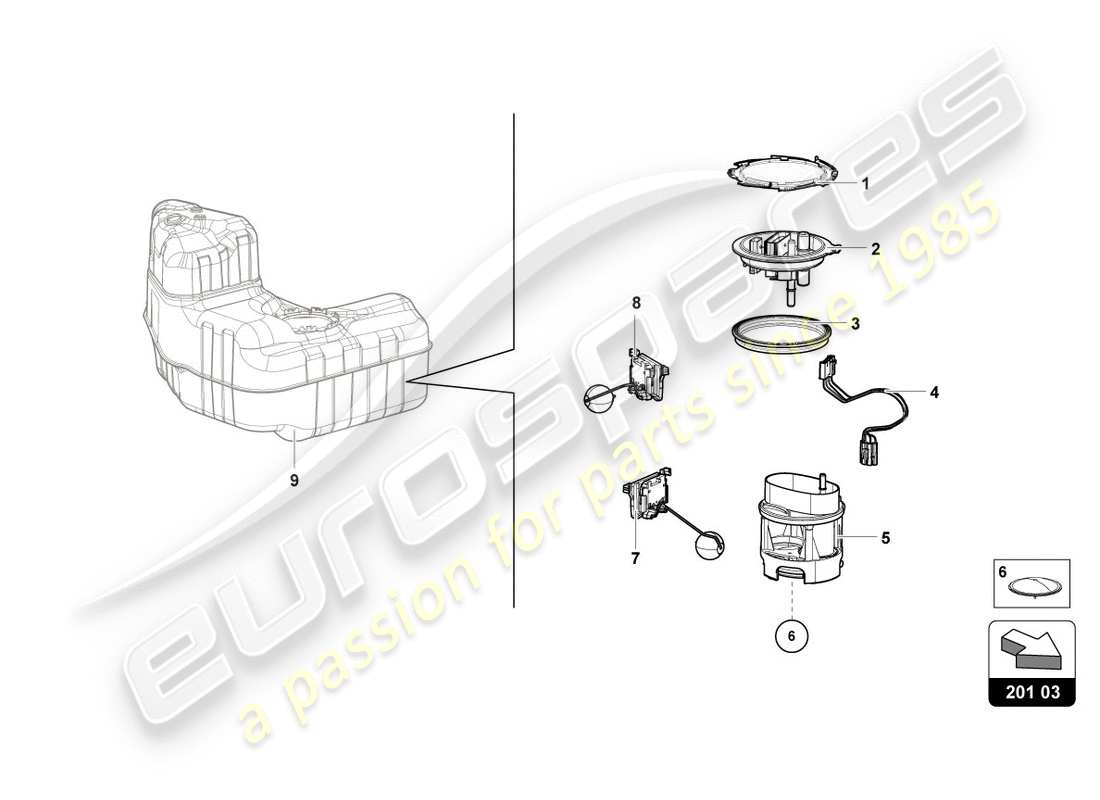 lamborghini performante coupe (2020) fuel delivery module right parts diagram