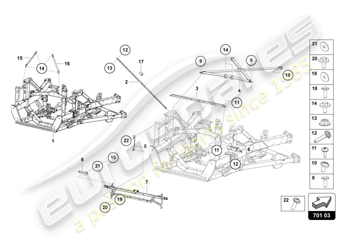 lamborghini lp740-4 s roadster (2019) trim frame rear part part diagram