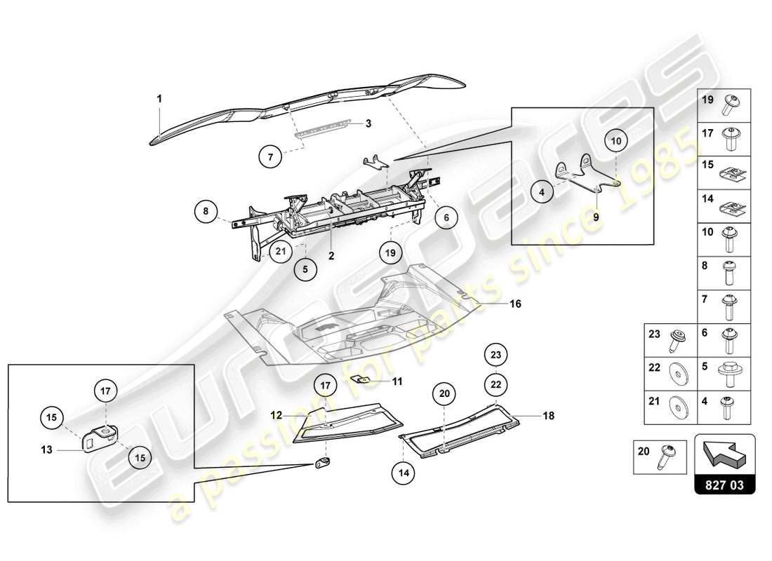 lamborghini 2017 (lp700-4 roadster) rear spoiler parts diagram