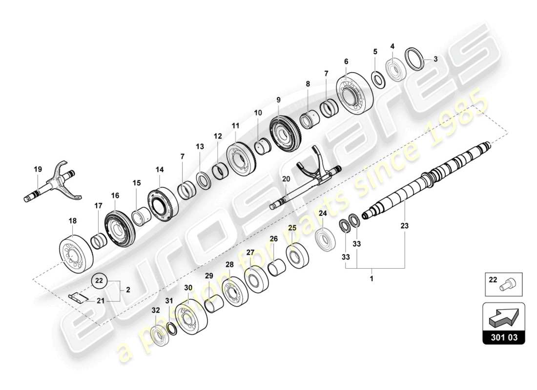 lamborghini sian (2020) reduction gearbox shaft part diagram