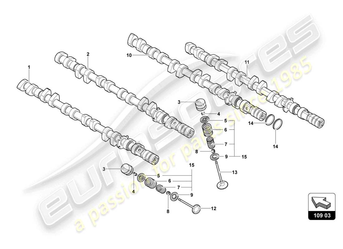 lamborghini 2018 (lp740-4 s coupe) camshaft, valves part diagram