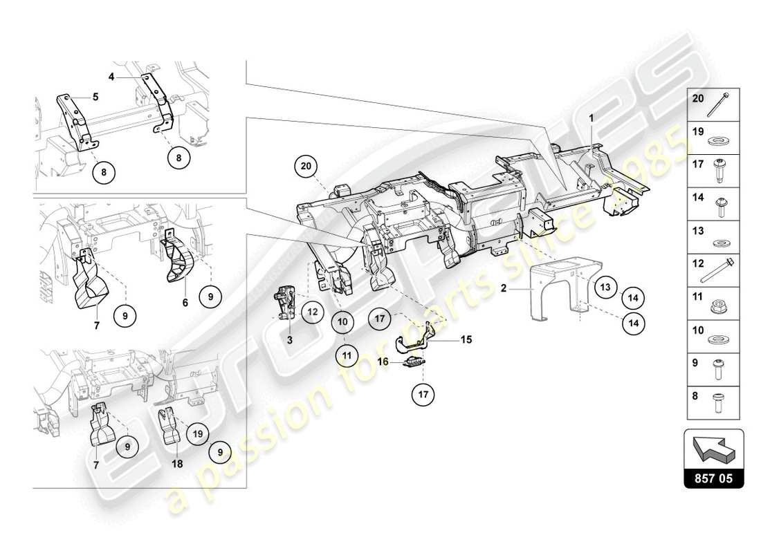 lamborghini lp700-4 coupe (2015) cross member parts diagram