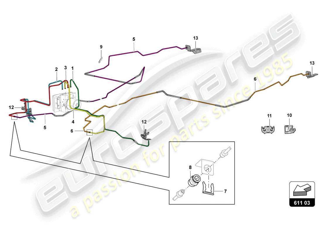 lamborghini lp700-4 coupe (2015) brake servo, pipes and vacuum system part diagram