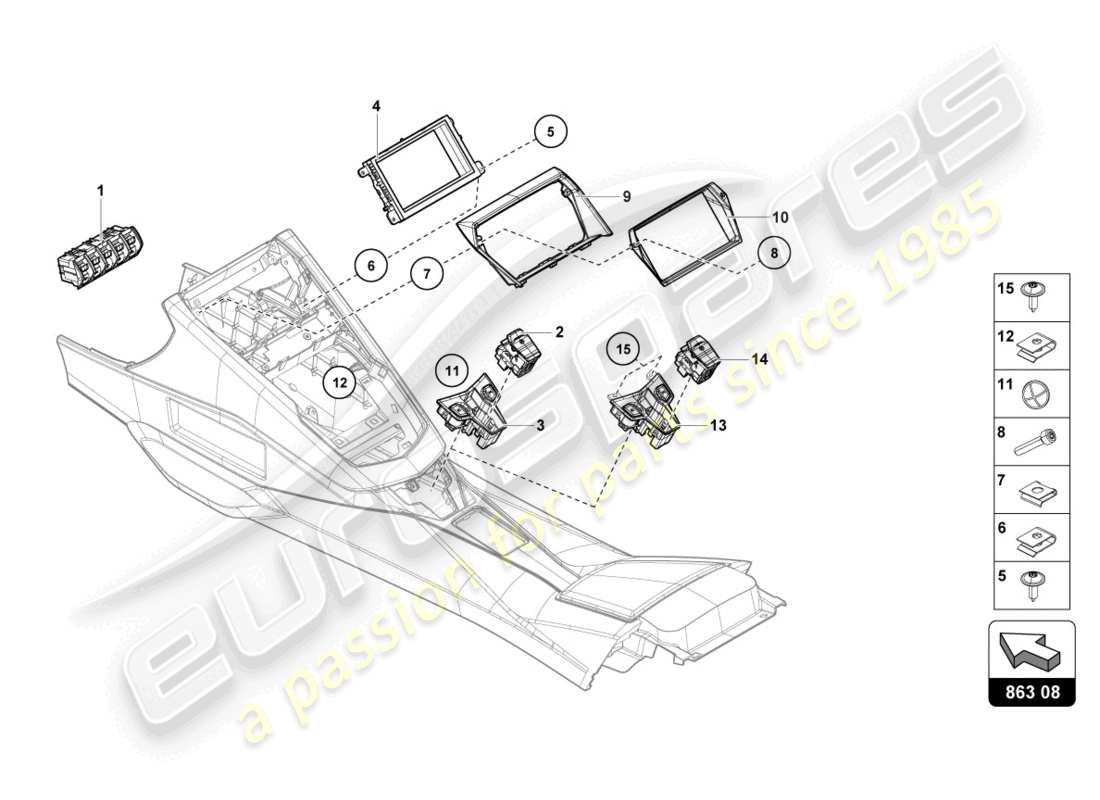 lamborghini lp700-4 coupe (2015) switch unit part diagram