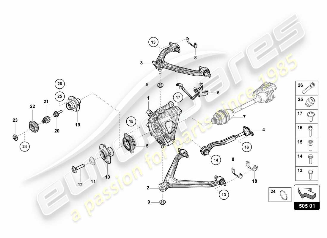 lamborghini lp610-4 spyder (2017) rear axle rear parts diagram