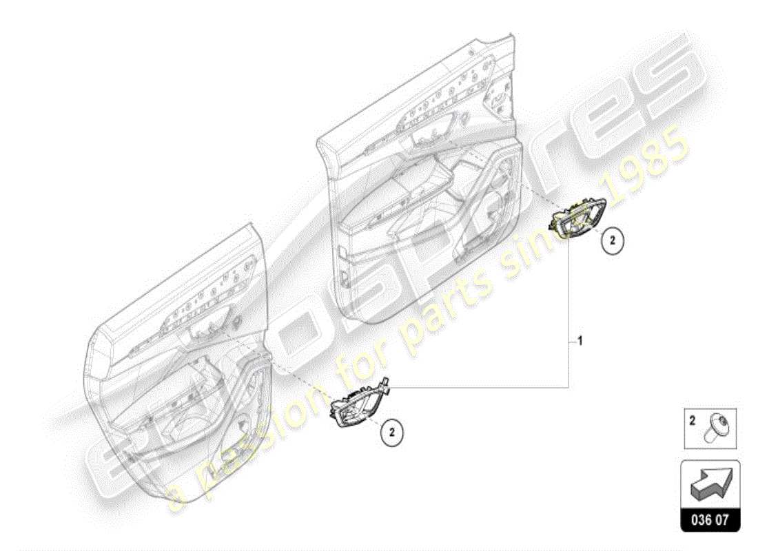 lamborghini urus (accessories) door handle, inner parts diagram
