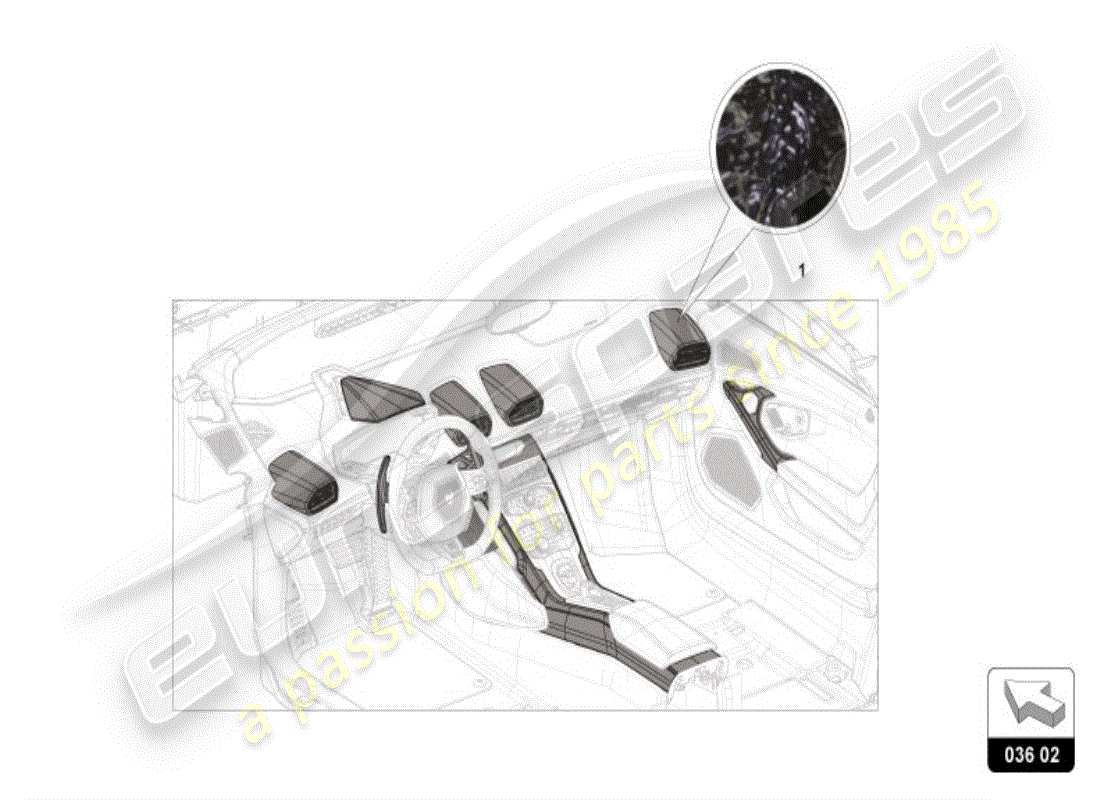 lamborghini accessories (performante spyder) interior decor 'forged' part diagram