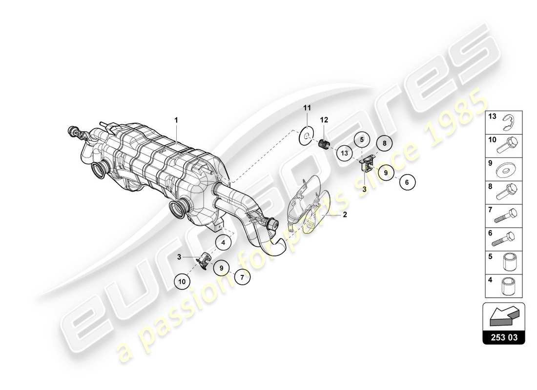 lamborghini lp610-4 coupe (2018) rear silencer part diagram