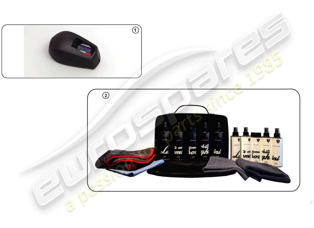 lamborghini huracan lp610-4 avio (accessories) cleaning agent set parts diagram