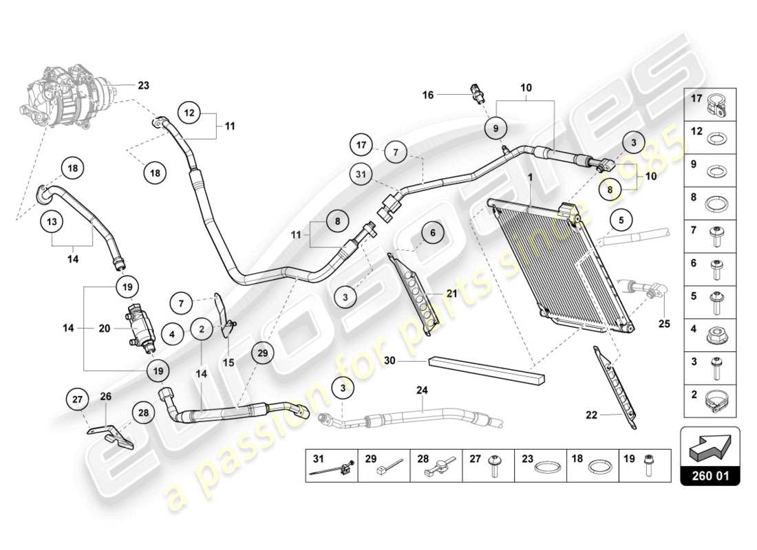 lamborghini 2019 (lp740-4 s coupe) a/c condenser part diagram