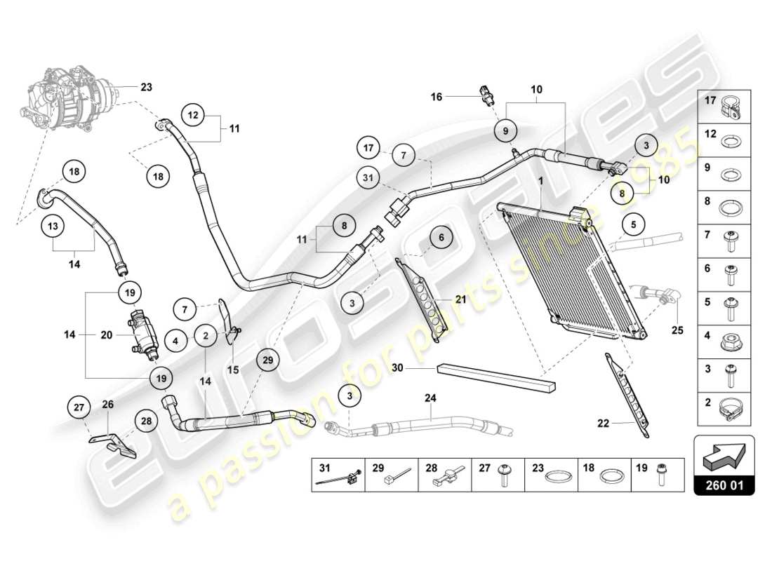 lamborghini lp740-4 s coupe (2019) a/c condenser part diagram