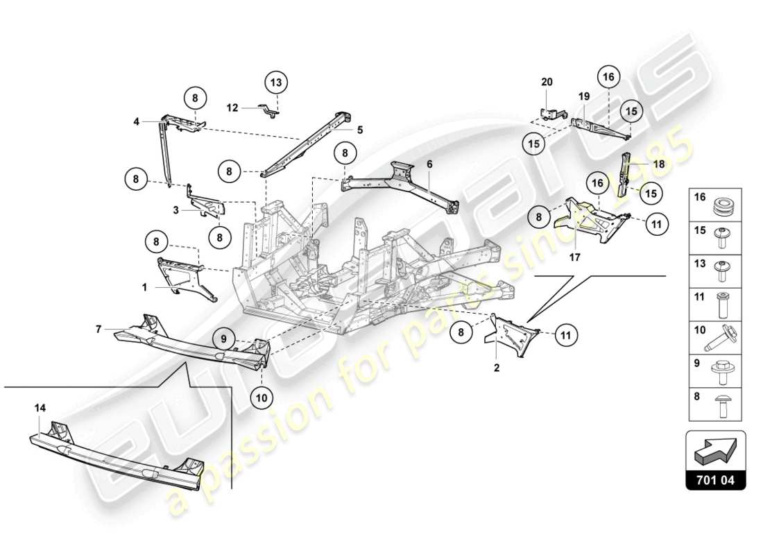 lamborghini 2017 (lp740-4 s coupe) trim frame rear part part diagram
