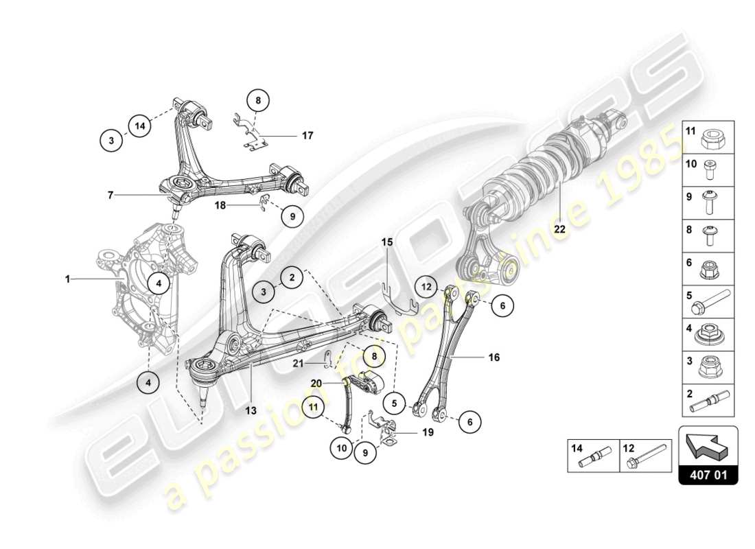 lamborghini lp740-4 s roadster (2018) suspension front parts diagram