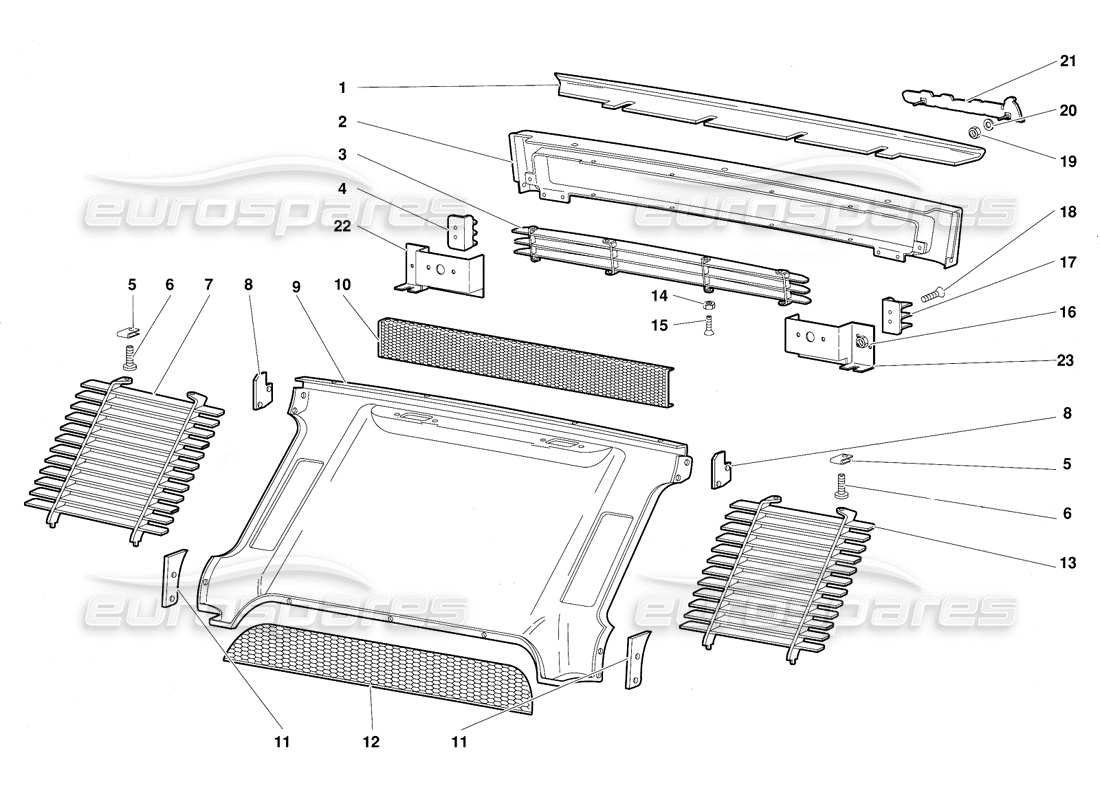 lamborghini diablo (1991) rear body elements parts diagram