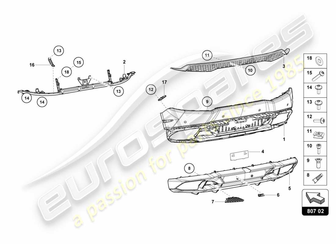 lamborghini lp610-4 avio (2016) bumper, complete rear part diagram