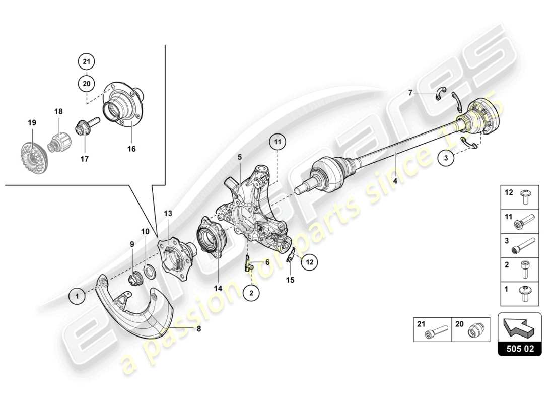 lamborghini lp750-4 sv coupe (2016) drive shaft rear parts diagram