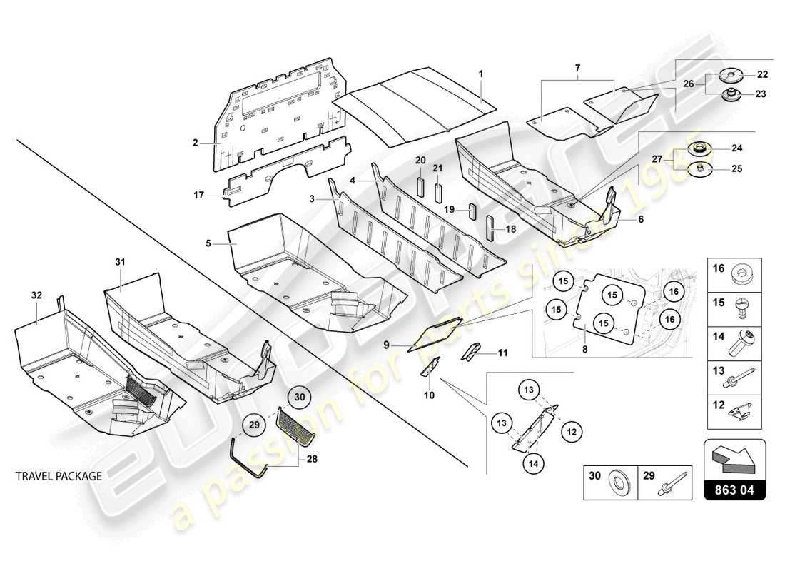 lamborghini lp700-4 roadster (2017) interior decor parts diagram