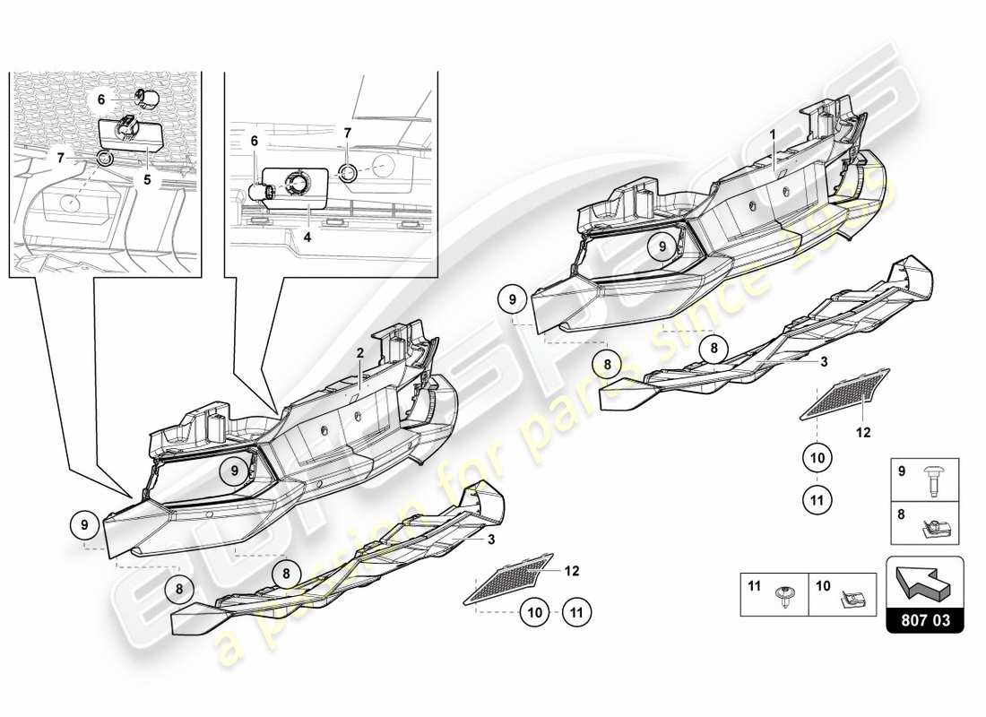 lamborghini 2012 (lp700-4 coupe)) bumper, complete parts diagram