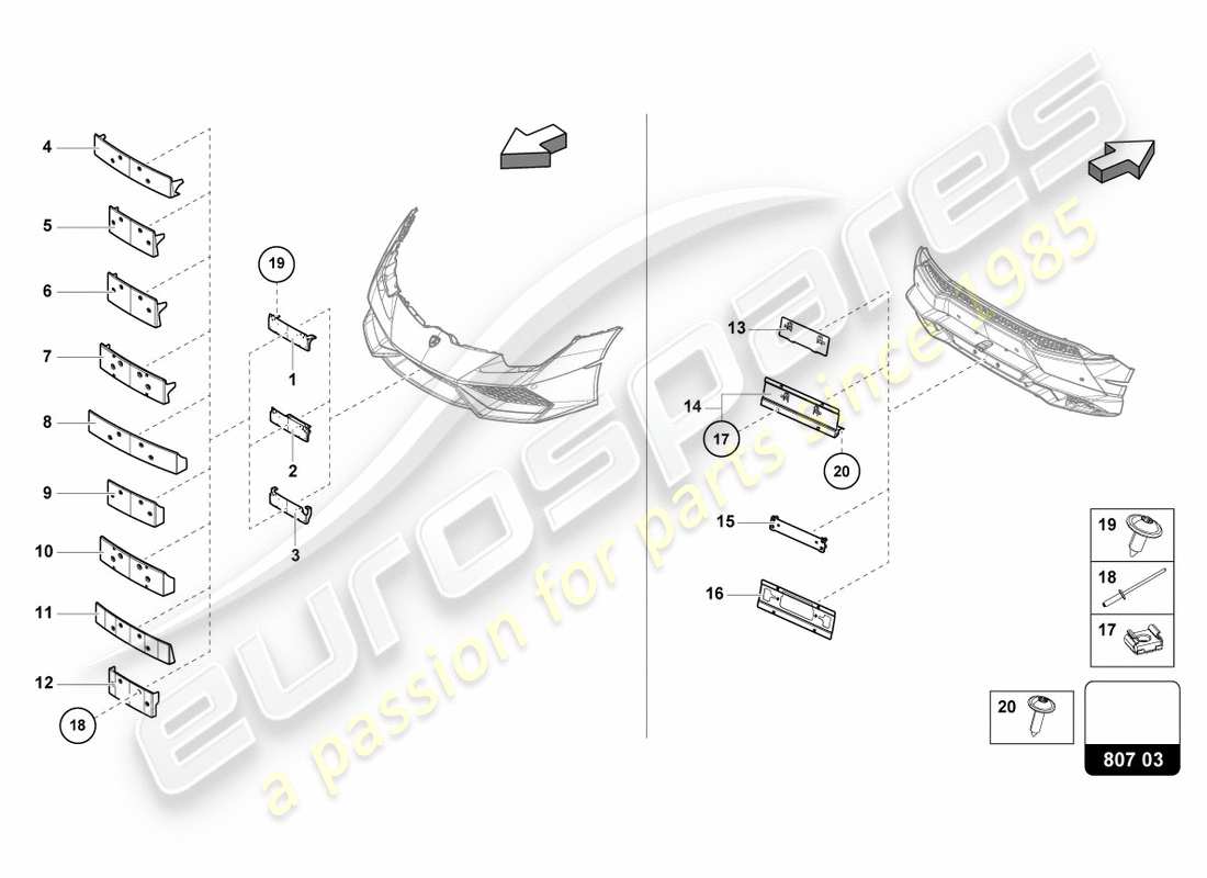 lamborghini 2016 (lp610-4 avio) licence plate holder part diagram