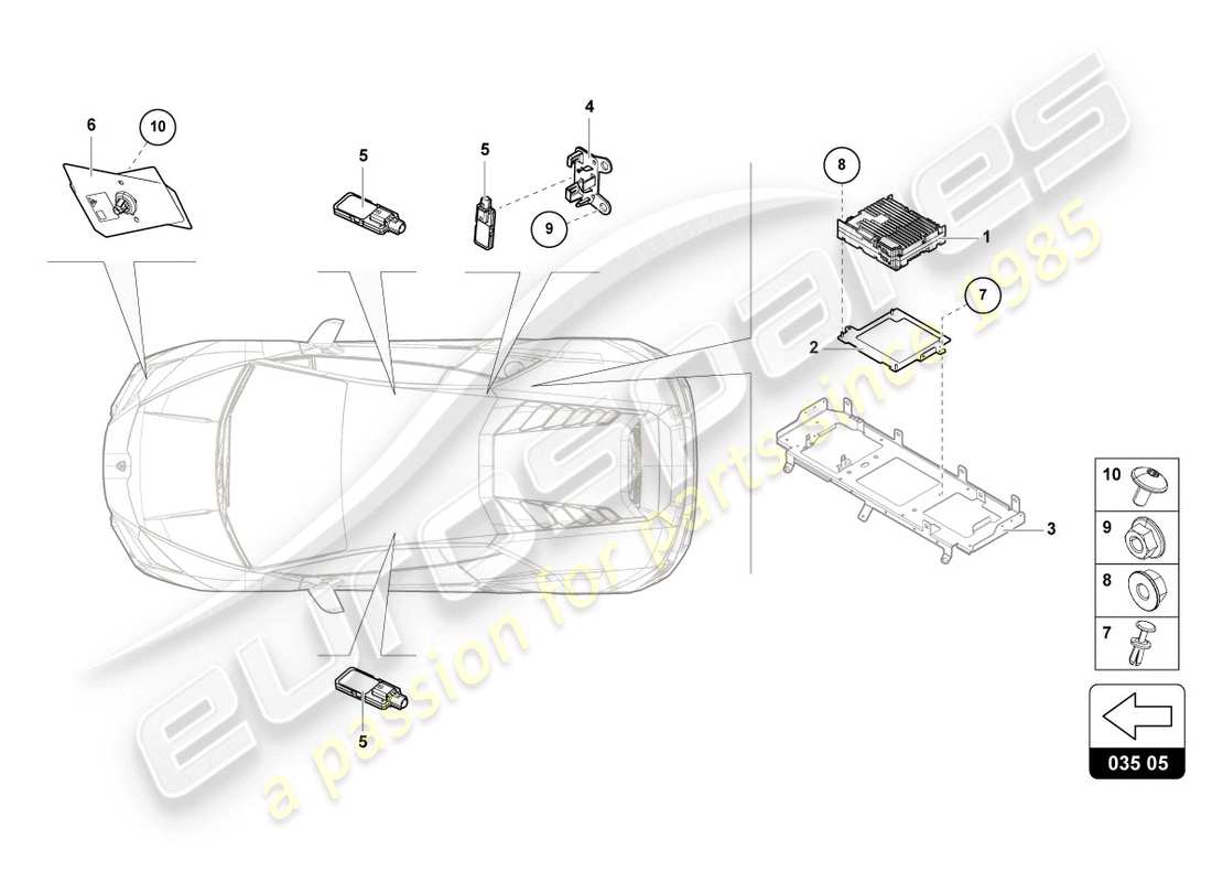 lamborghini 2020 (evo coupe) aerial part diagram